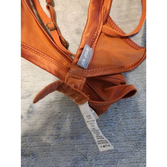 Aerie American Eagle Burnt Orange Satin Mesh Triangle Bralette M - Picture 4 of 4